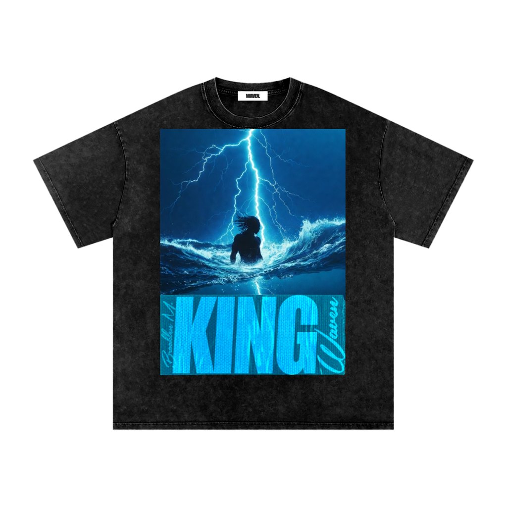 "KING-V2" (Snow Washed) Oversized Cotton T-Shirt
