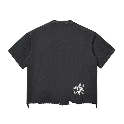 "GRAND" Snow Wash Raw-Hem Boxy T-shirt