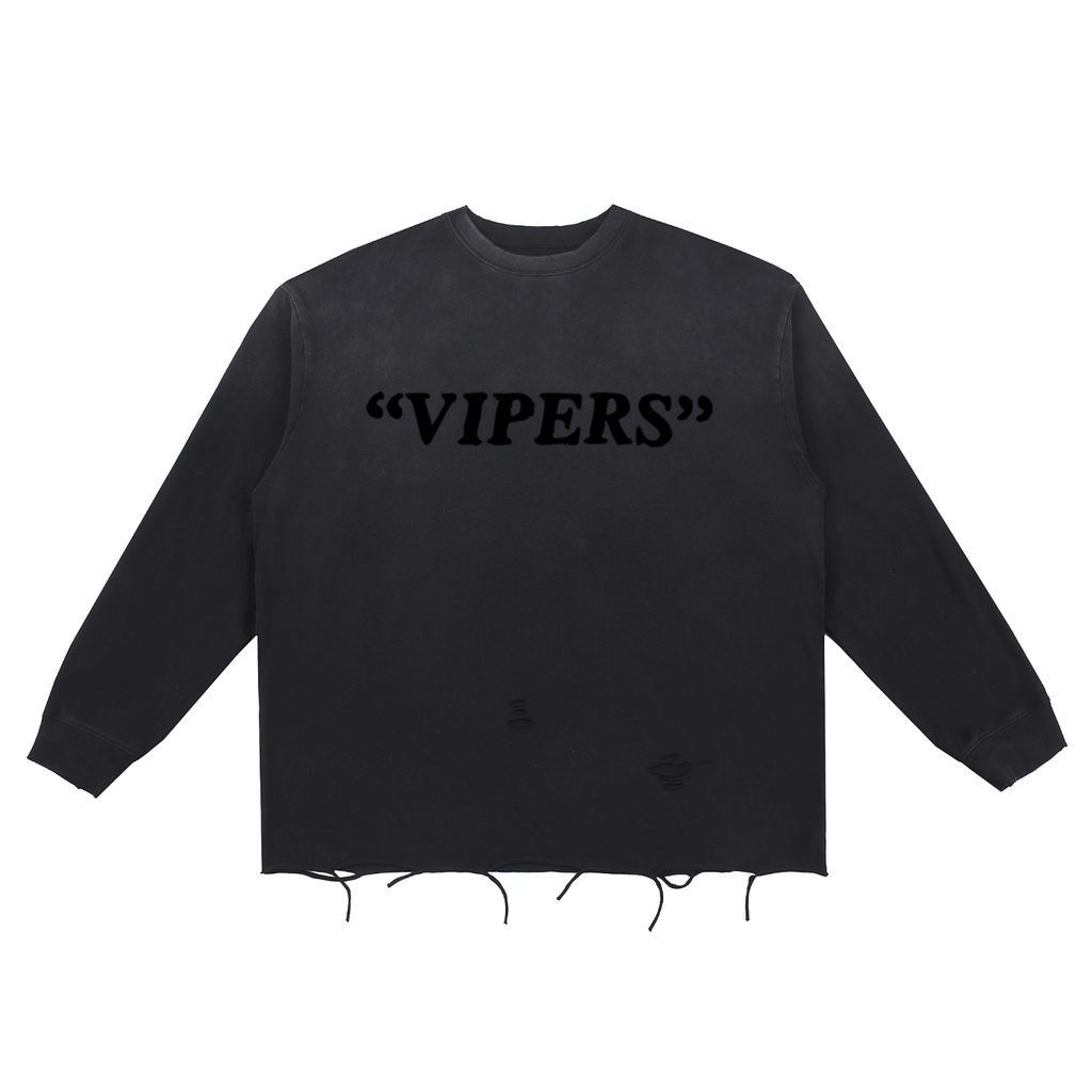 "Vipers" Raw Edge Cotton T-Shirt (Snow Wash)