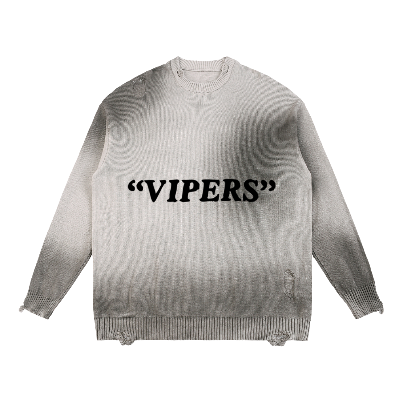 "Vipers" Ripped Crewneck sweater (Black and Grey)