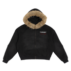THE JEDI - "Dark Side" Sun Fade Detachable Fur Hoodie (Boxy)