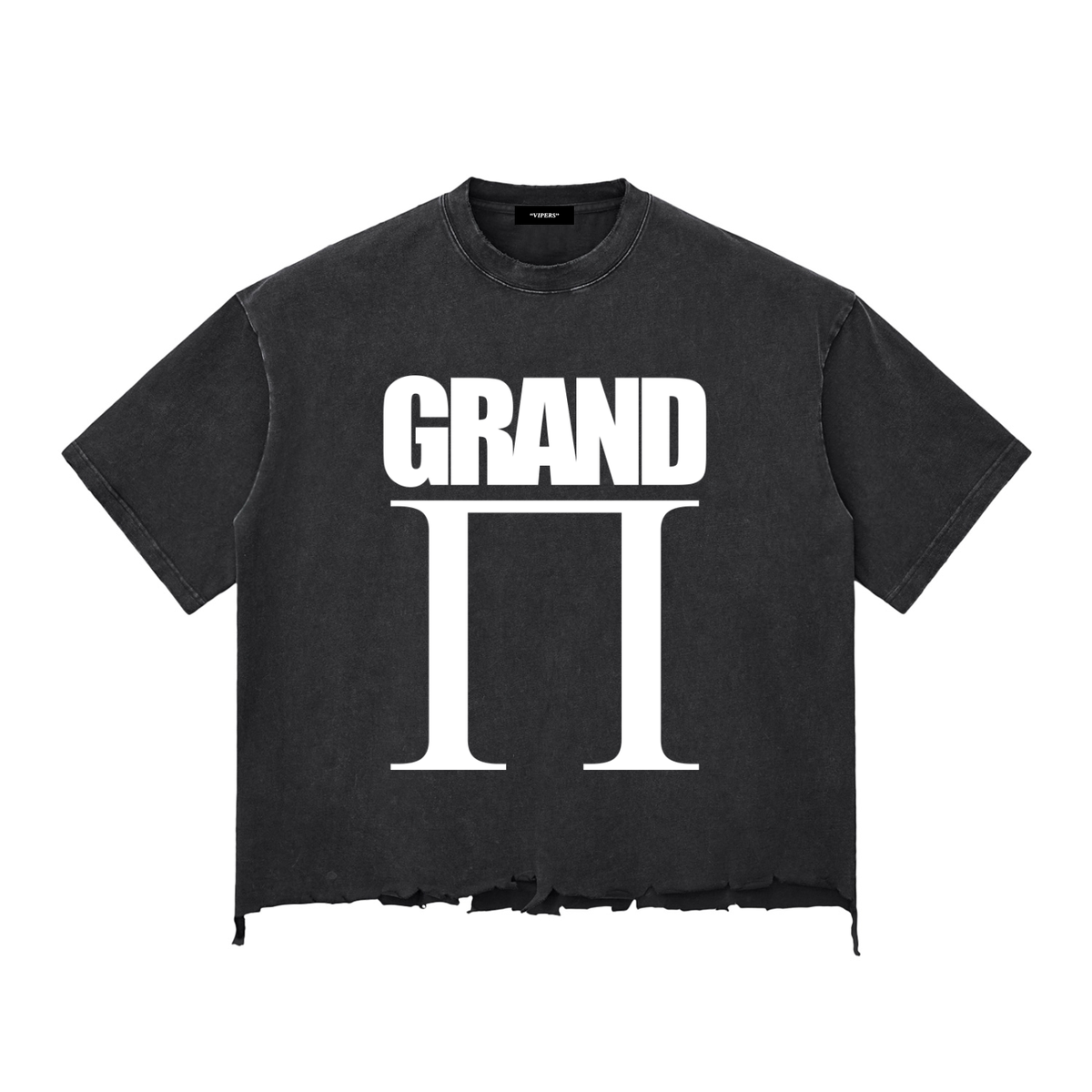 "GRAND" Snow Wash Raw-Hem Boxy T-shirt