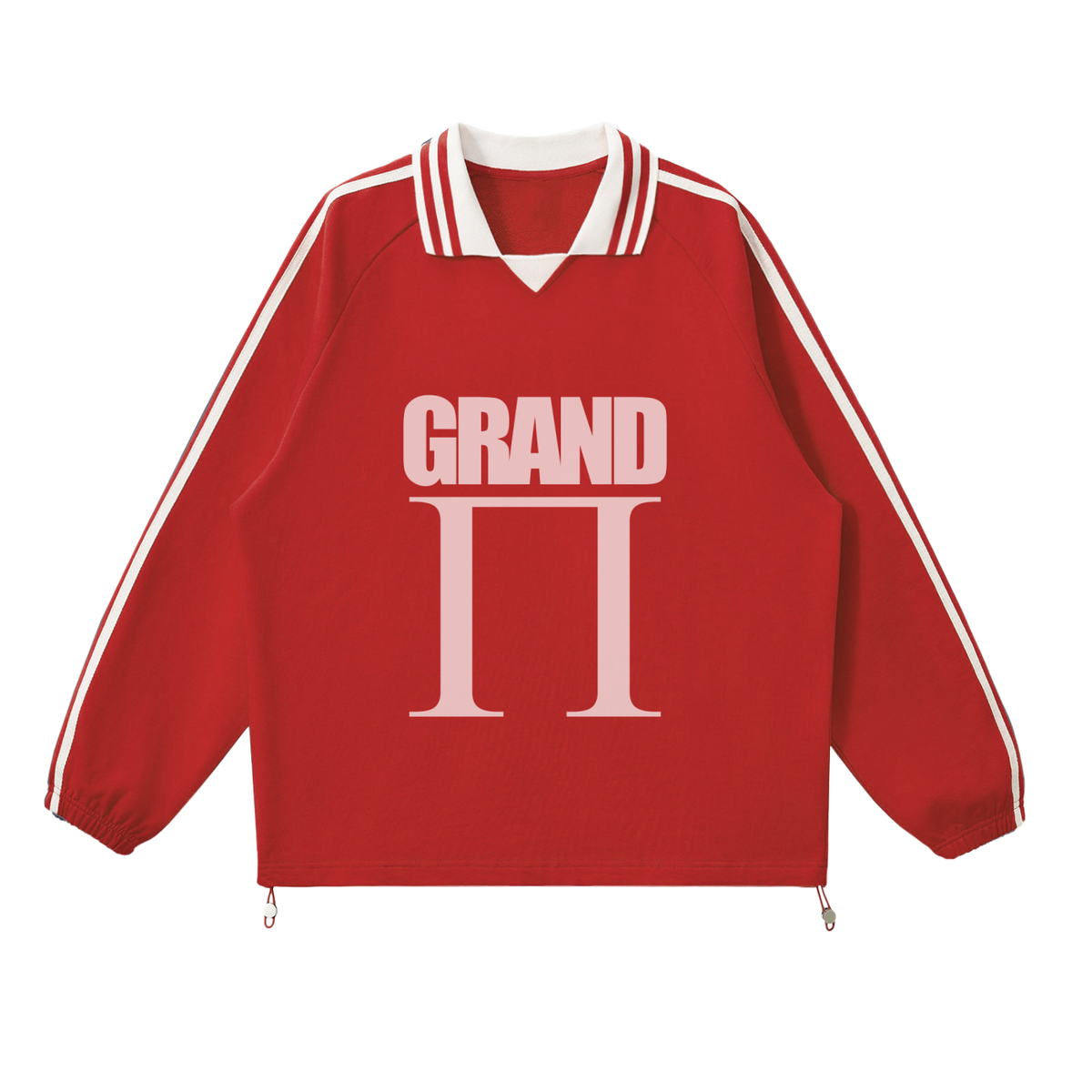 GRAND Pi Contrast Striped Lapel Collar Sweatshirt