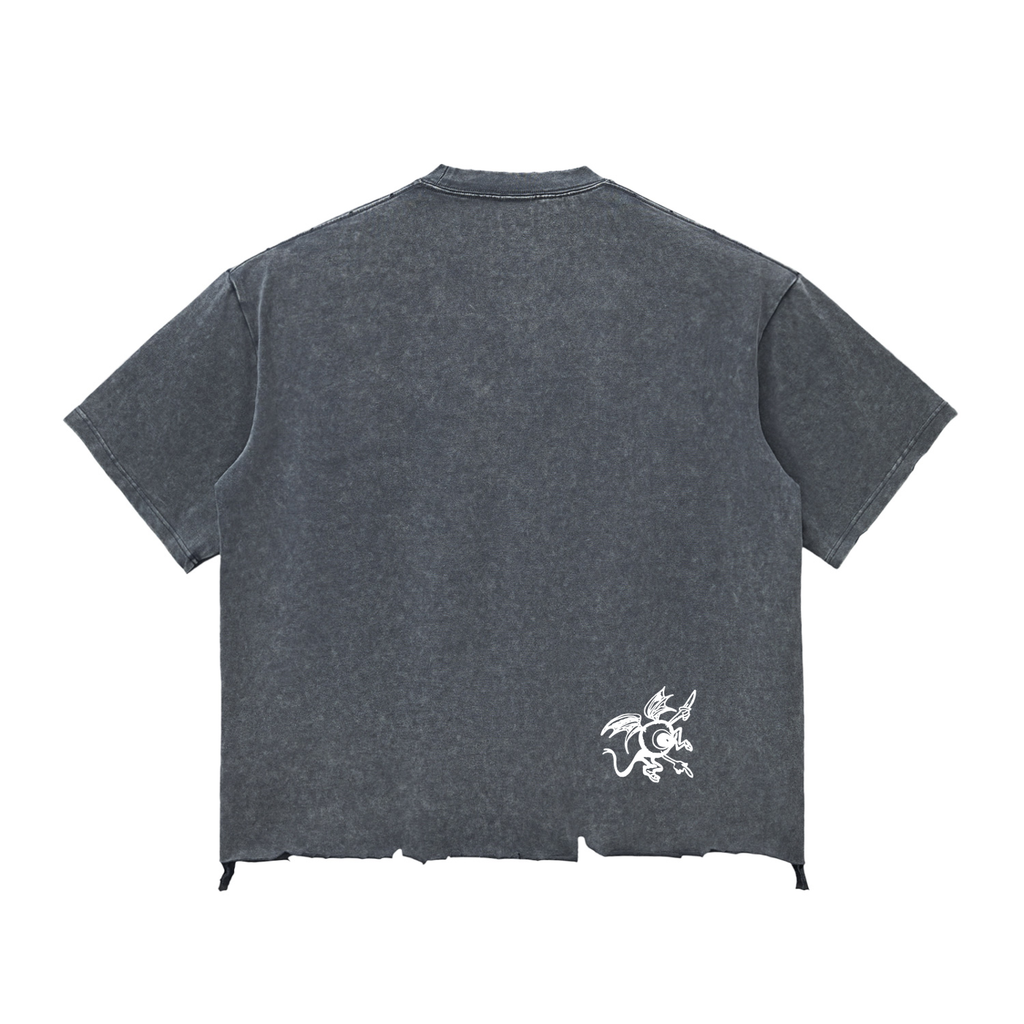 "GRAND" Snow Wash Raw-Hem Boxy T-shirt