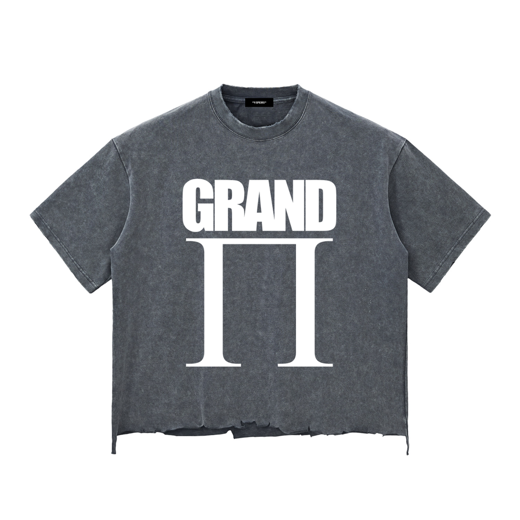 "GRAND" Snow Wash Raw-Hem Boxy T-shirt