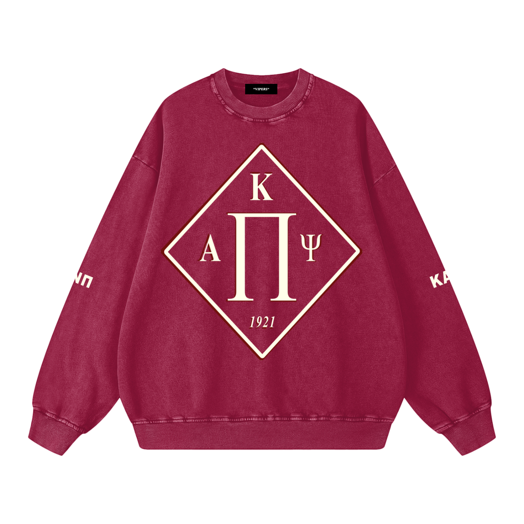 "OG Diamond"  Oversized Sweatshirt (Crimson  Snow Washed)