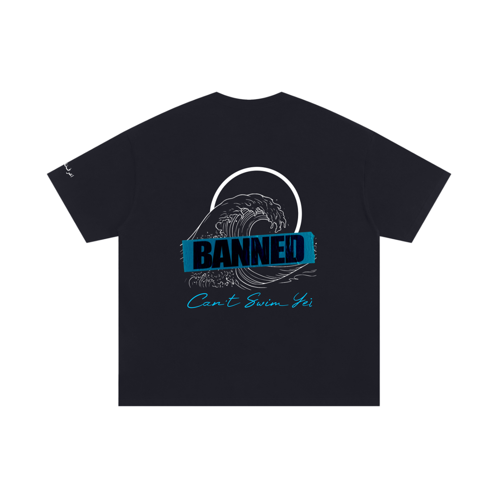 Can't Swim Yet Oversized Cotton T-Shirt (Black)