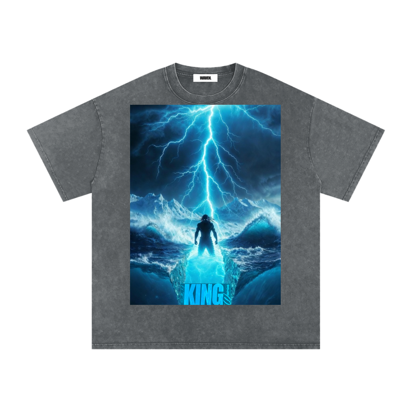 "KING-V3" (Snow Washed) Oversized Cotton T-Shirt