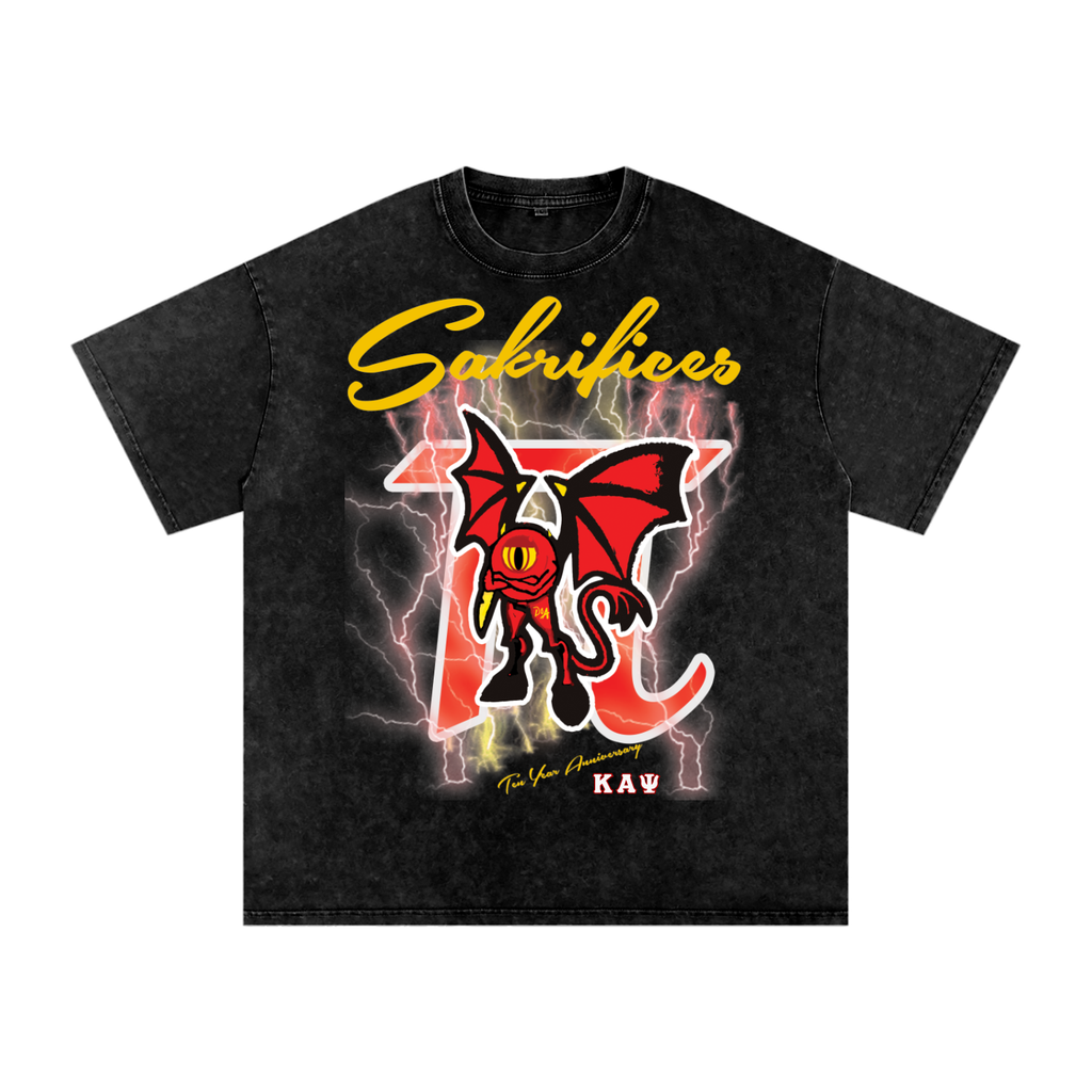 Sakrifice Graphic Tee (Snow Washed) Oversized Cotton T-Shirt