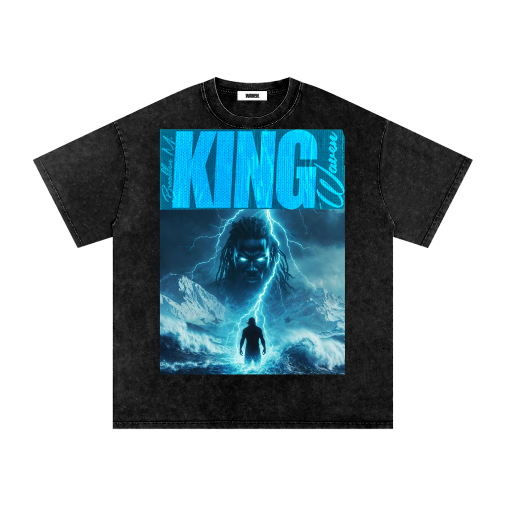 "KING-V1" (Snow Washed) Oversized Cotton T-Shirt