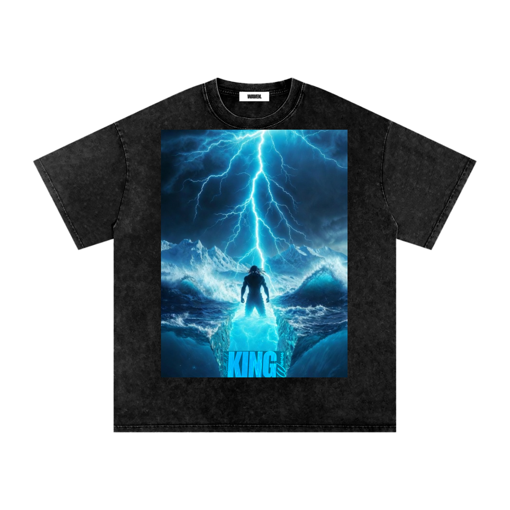 "KING-V3" (Snow Washed) Oversized Cotton T-Shirt