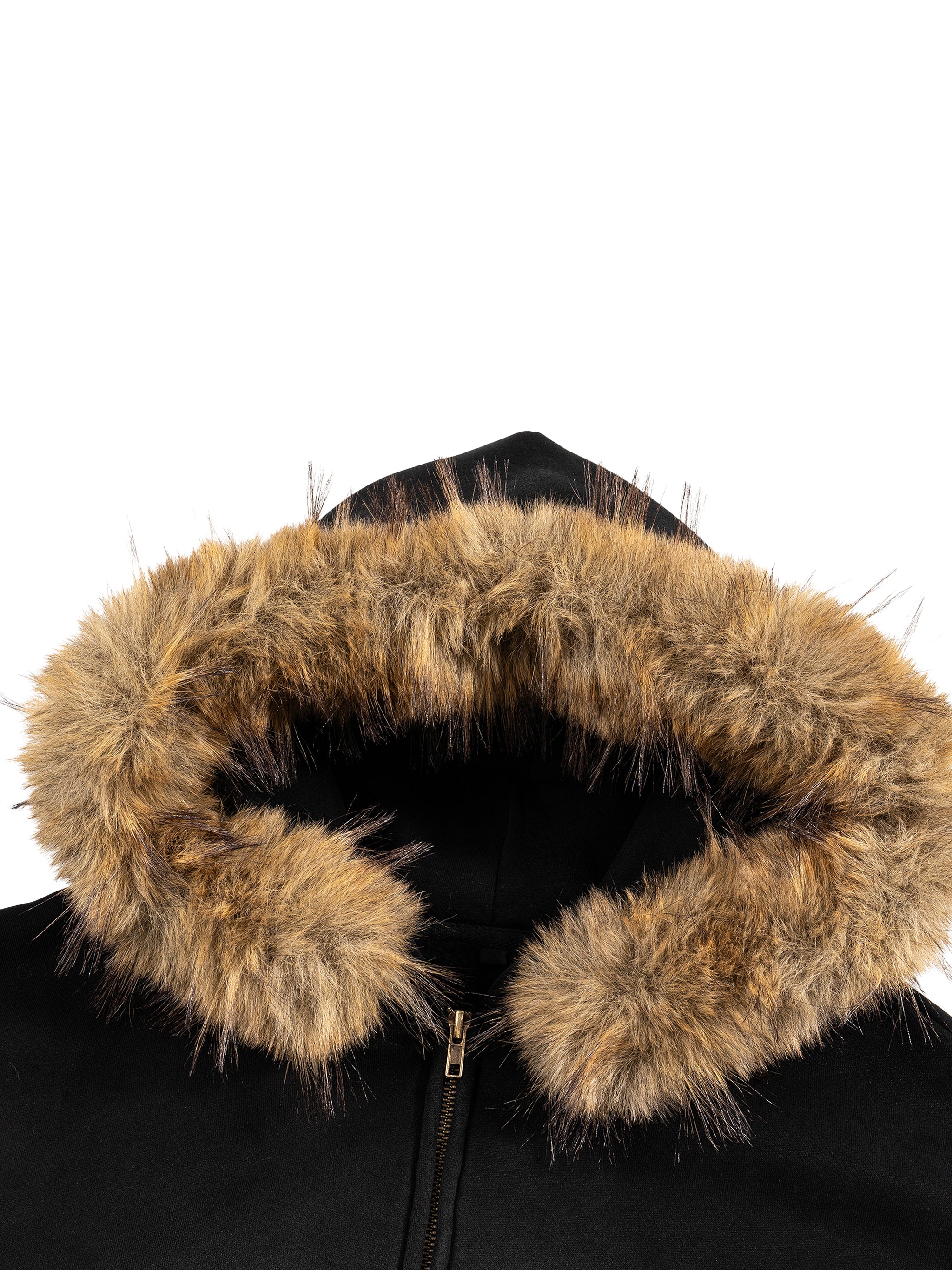 THE JEDI - "Dark Side" Sun Fade Detachable Fur Hoodie (Boxy)