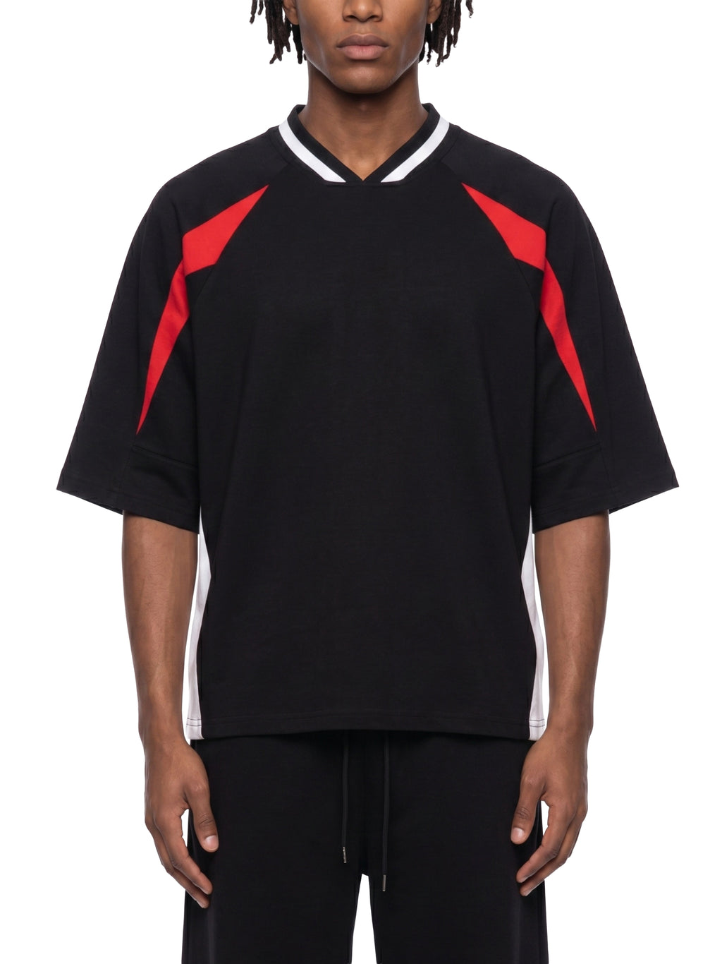 AD17  Color Block V-Neck T-Shirt